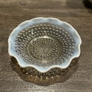 Vintage Anchor Hocking Moonstone Clear Opalescent 6" Ruffled Dessert Bowl